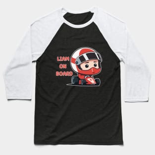 Adorable Racer with 'Oliver on Board' Baseball T-Shirt
